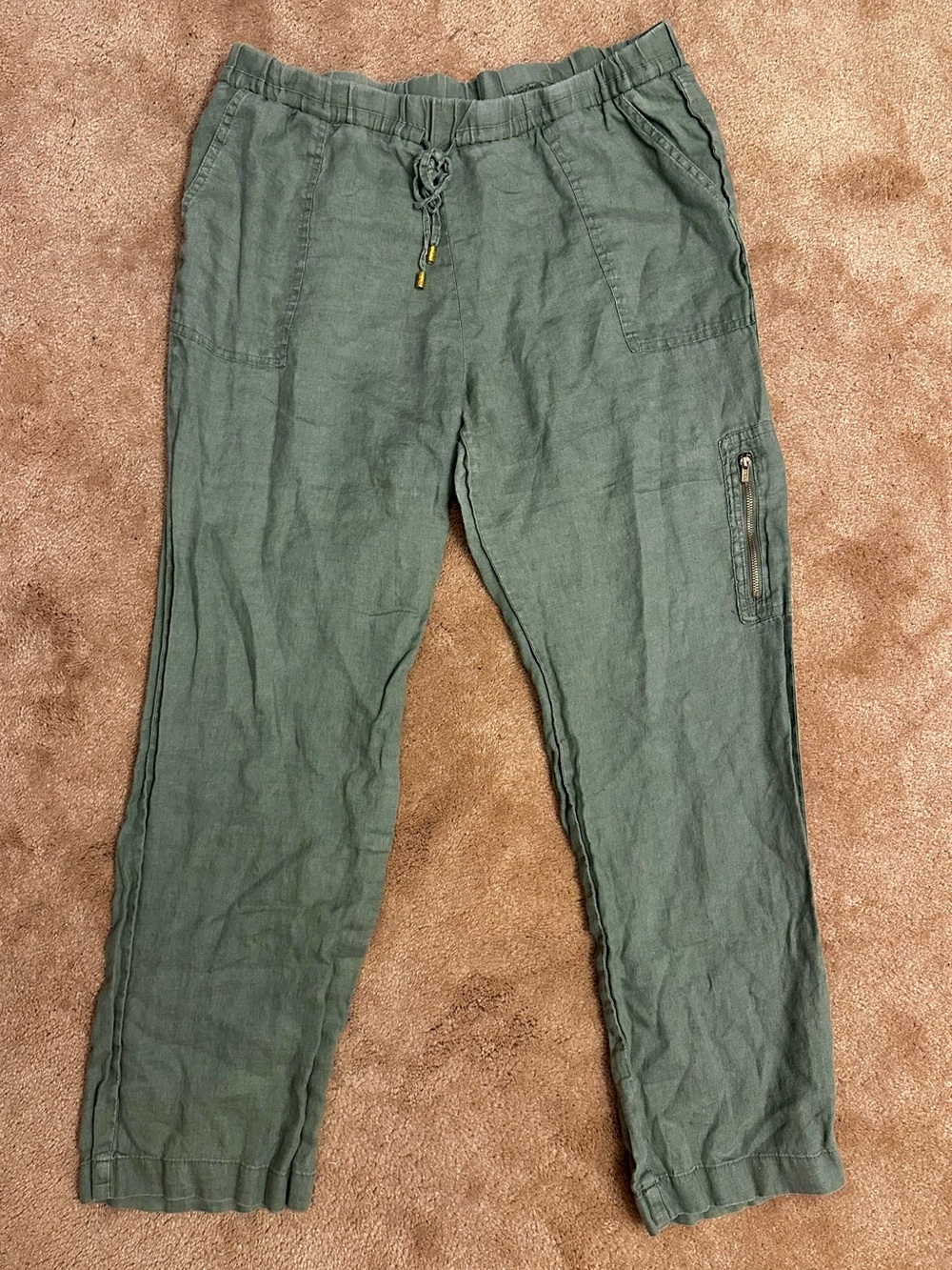 Ellen Tracy Women’s Linen Pants in Olive Green (size L)